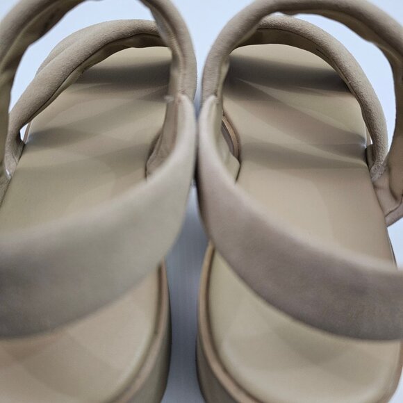 NEW Vince Skylar Platform Sandal Womens 8 Beige Suede Slingback Wedge Neutral - Picture 10 of 13